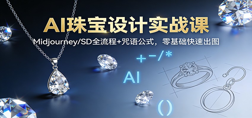 AI珠宝设计实战课：Midjourney/SD全流程+咒语公式，零基础快速出图-沧海聊项目