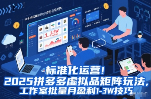 标准化运营！2025拼多多虚拟品矩阵玩法，工作室批量月盈利1-3W技巧【揭秘】-沧海聊项目