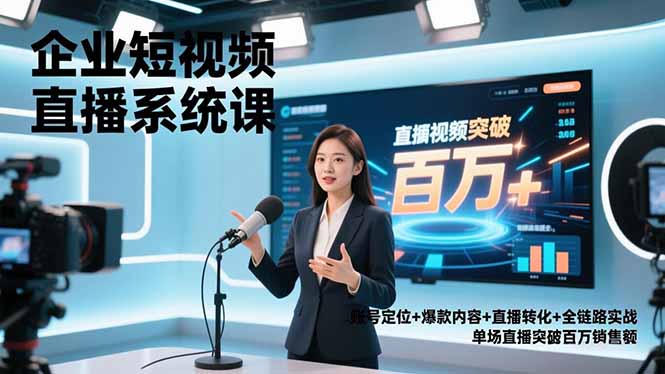 企业短视频直播系统课，账号定位+爆款内容+直播转化+全链路实战，单场直播突破百万销售额-沧海聊项目