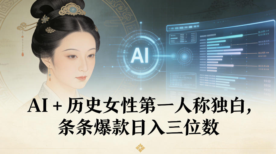 AI+历史女性第一人称独白，条条爆款日入三位数-沧海聊项目