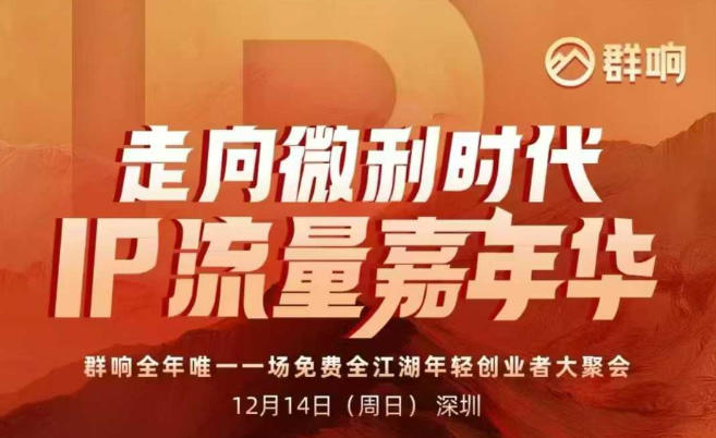 2025ip嘉年华万人12月14深圳线下课，走向微利时代，IP流量嘉年华，实操性极强的商业干货课-沧海聊项目
