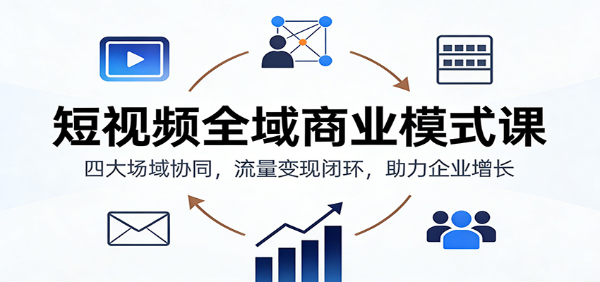 短视频全域商业模式课：四大场域协同，流量变现闭环，助力企业增长-沧海聊项目