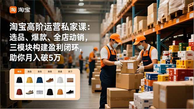 淘宝高阶运营私家课：选品、爆款、全店动销，三模块构建盈利闭环，助你月入破5万(更新12月-沧海聊项目