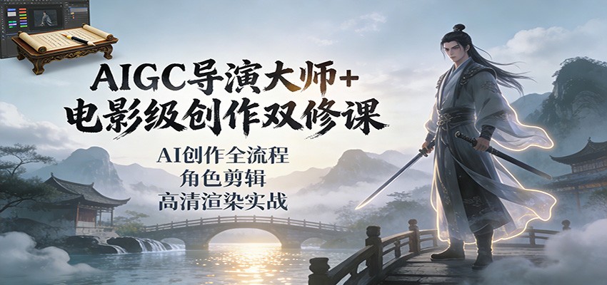 AIGC导演大师+电影级创作双修课：AI创作全流程、角色剪辑、高清渲染实战-沧海聊项目