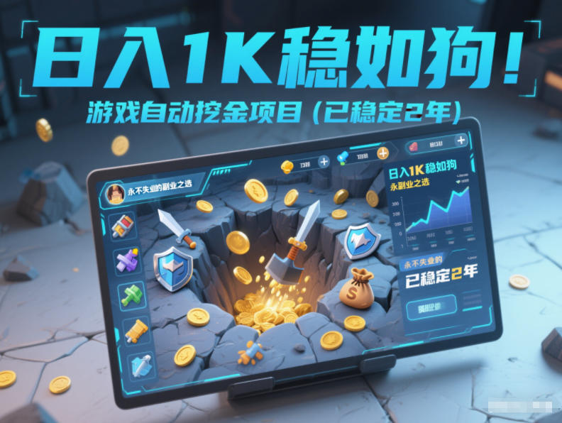 日入1K稳如狗！游戏自动挖金项目(已稳定2年)，永不失业的副业之选【揭秘】-沧海聊项目