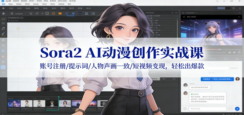 Sora2 AI动漫创作实战课：账号注册/提示词/人物声画一致/短视频变现，轻松出爆款-沧海聊项目