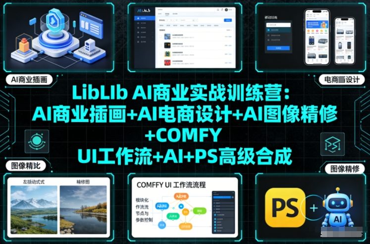 LibLIb AI商业实战训练营：AI商业插画+AI电商设计+AI图像精修+COMFY UI工作流+AI+PS高级合成-沧海聊项目