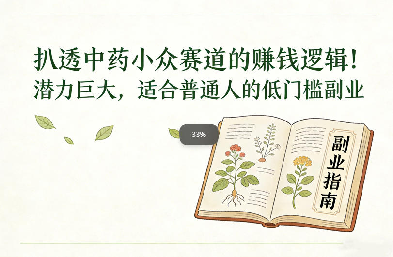 扒透中药小众赛道的賺米逻辑，潜力巨大，适合普通人的低门槛副业-沧海聊项目