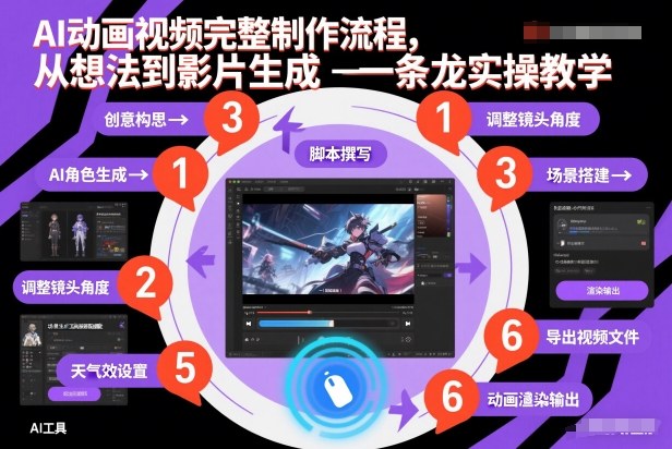 AI动画视频完整制作流程，从想法到影片生成一条龙实操教学-沧海聊项目