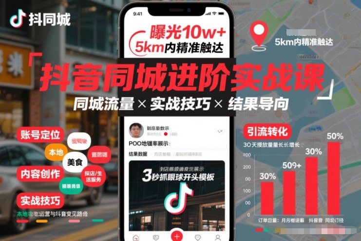 抖音同城进阶实战课，助你同城流量拿到结果-沧海聊项目