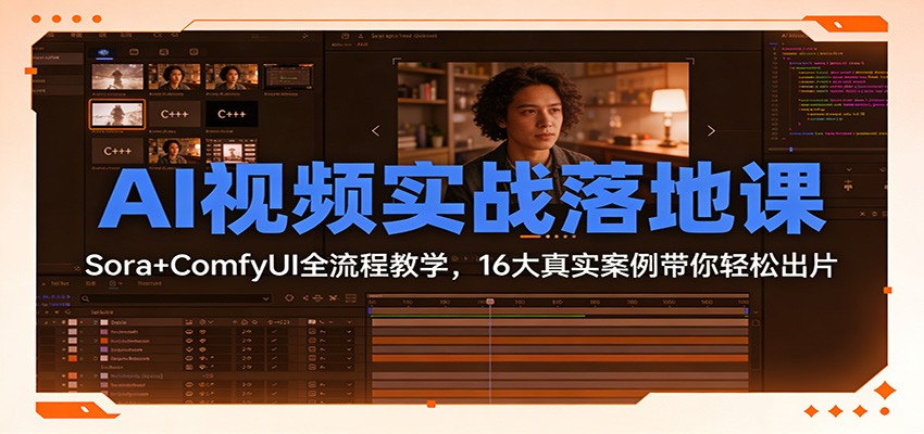 AI视频实战落地课：Sora+ComfyUI全流程教学，16大真实案例带你轻松出片-沧海聊项目