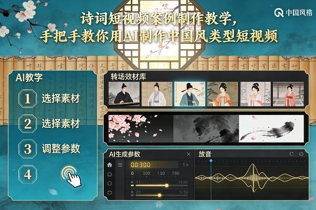 古诗词短视频案例制作教学，手把手教你用AI制作中国风类型短视频-沧海聊项目