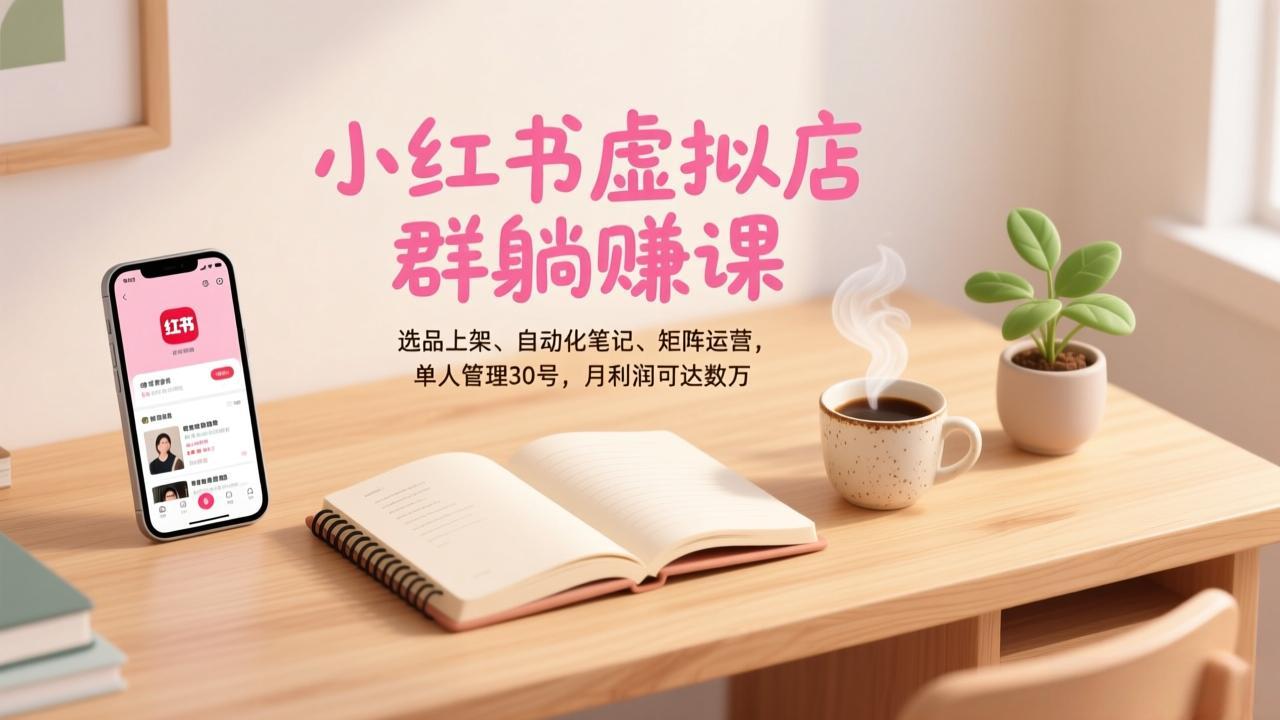 小红书虚拟店群躺赚课，选品上架、自动化笔记、矩阵运营，单人管理30号，月利润可达数万-沧海聊项目