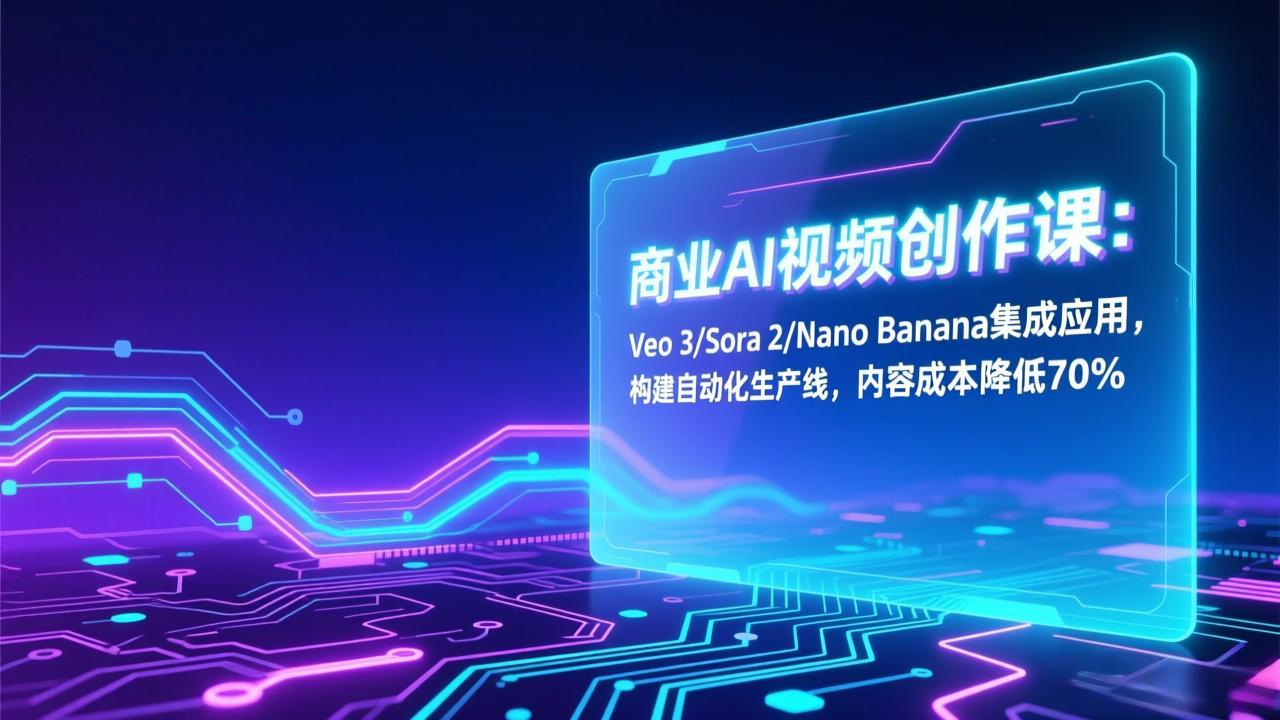 商业AI视频创作课：Veo 3/Sora 2/Nano Banana集成应用，构建自动化生产线，内容成本降低70%-沧海聊项目