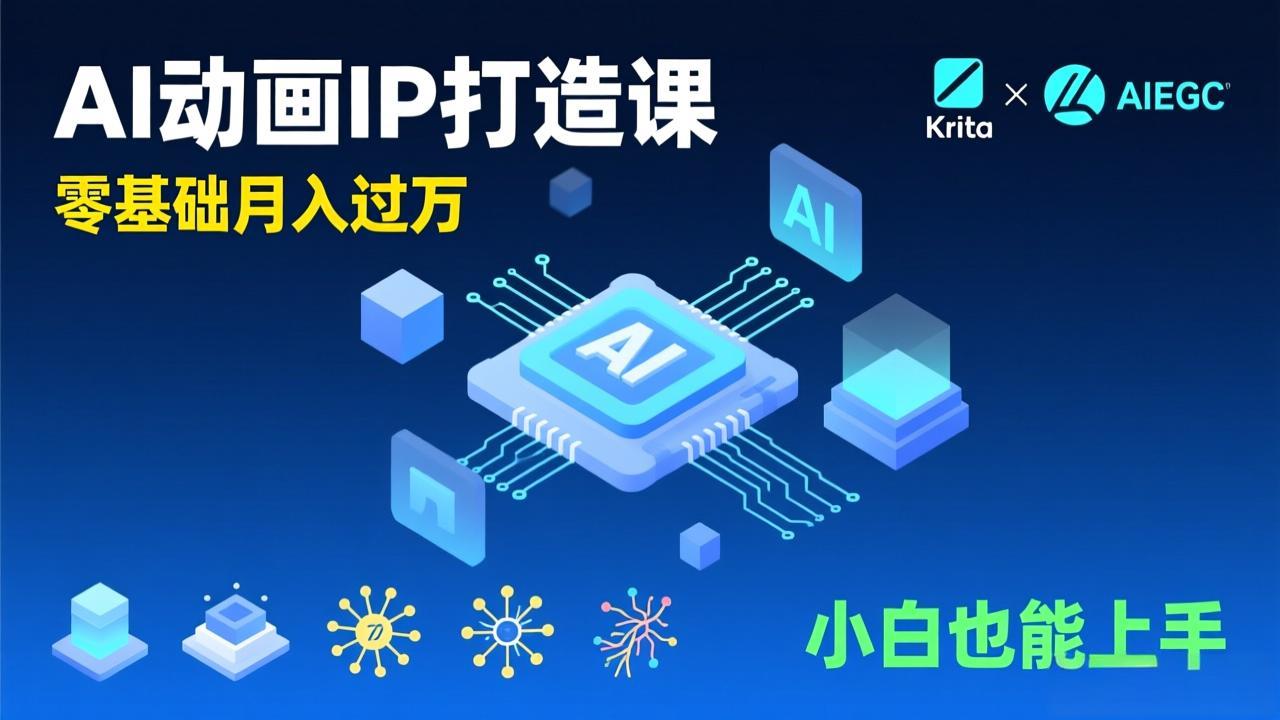 AI动画新手变现课，Krita+AIGC、模型训练、商单资源，零基础月入过万，小白也能上手-沧海聊项目