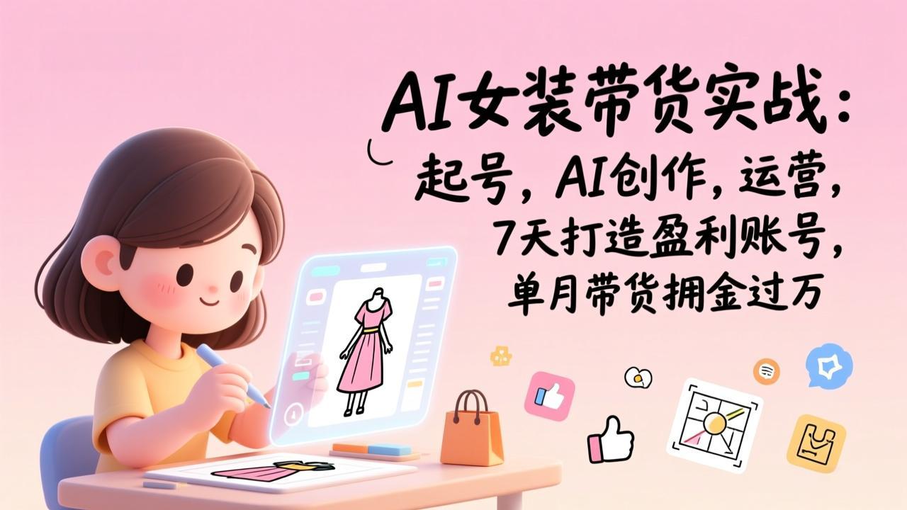 AI女装带货实战：起号，AI创作，运营，7天打造盈利账号，单月带货佣金过万-沧海聊项目