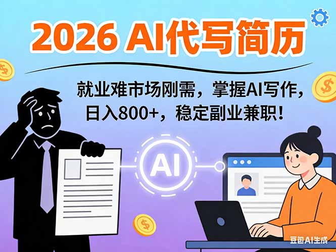 AI代写简历，超暴利，用万能模板月入1-3万实战教程，2026年市场刚需！-沧海聊项目