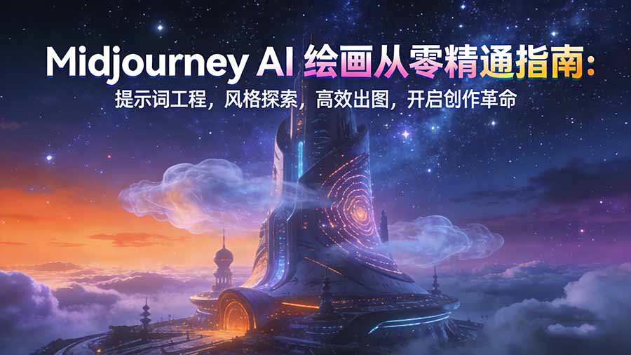 Midjourney AI绘画从零精通指南：提示词工程，风格探索，高效出图，开启创作革命-沧海聊项目