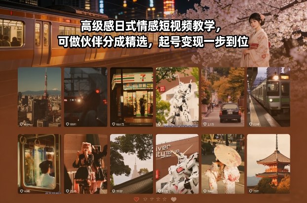 高级感日式情感短视频教学，可做伙伴分成精选，起号变现一步到位-沧海聊项目