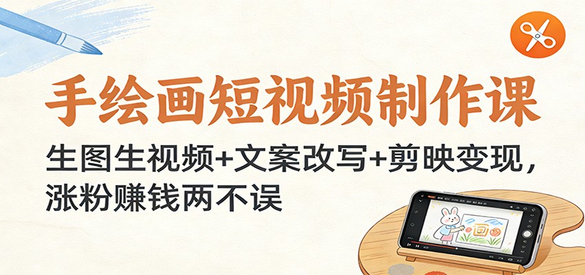 手绘画短视频制作课：生图生视频+文案改写+剪映变现，涨粉赚钱两不误-沧海聊项目