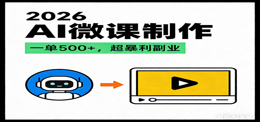 2026AI 风口最稳副业：微课代写制作，一单 500+，人人可做的蓝海项目-沧海聊项目