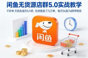 闲鱼无货源店群5.0实战教学，不补单，不投流，每天5小时，在闲鱼卖了几万单，每月5k到7k的净利润-沧海聊项目