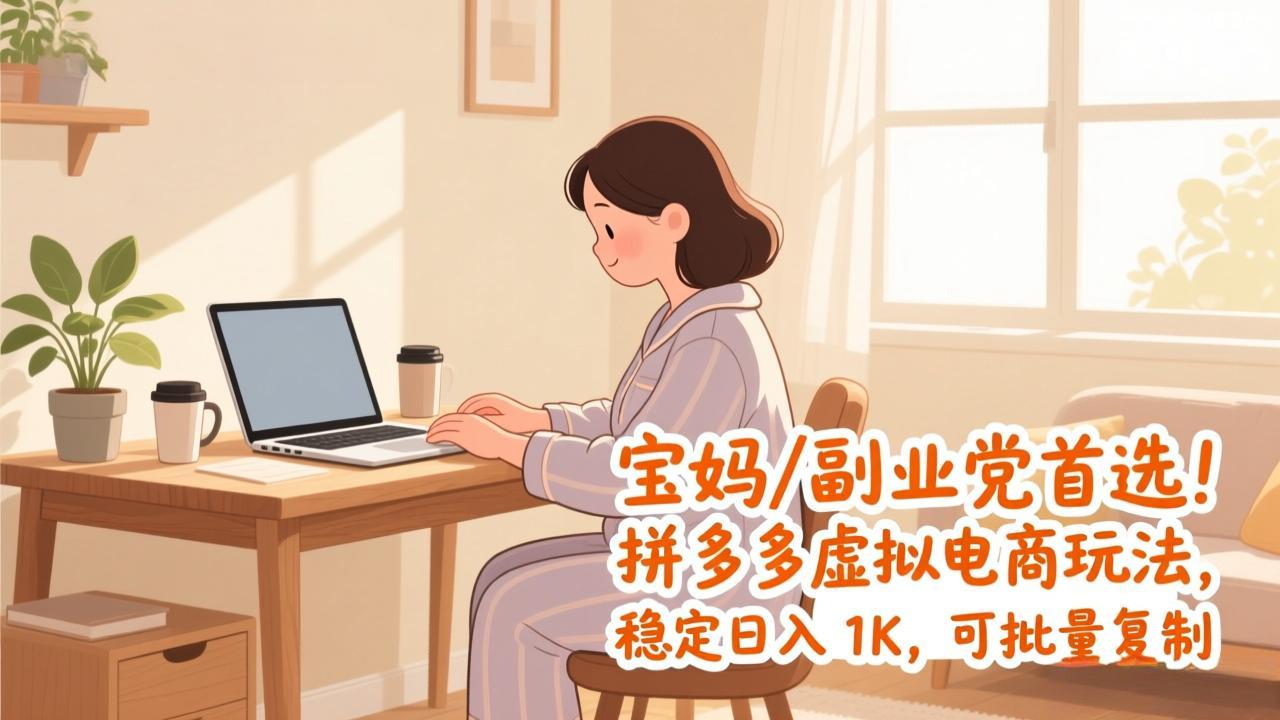 宝妈 / 副业党首选！拼多多虚拟电商玩法，稳定日入 1K，可批量复制-沧海聊项目