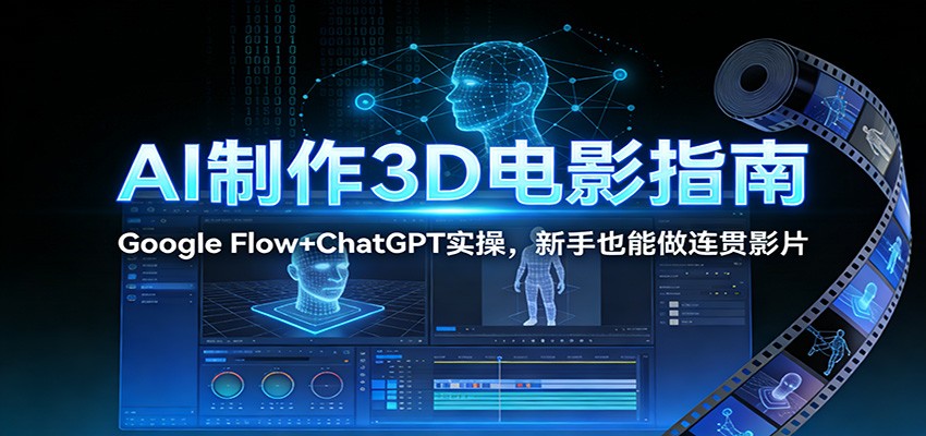 AI制作3D电影指南：Google Flow+ChatGPT实操，新手也能做连贯影片-沧海聊项目