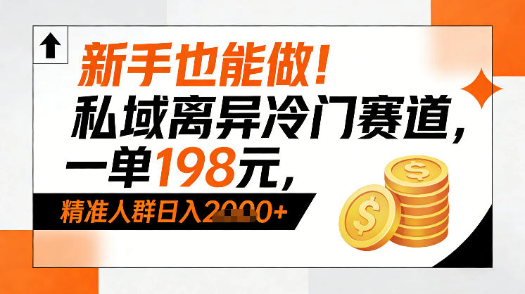 新手也能做！私域离异冷门赛道，一单198，精准人群日入1k+-沧海聊项目