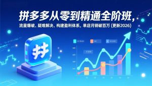 拼多多从零到精通全阶班，流量爆破、疑难解决，构建盈利体系，单店月销破百万(更新2026-沧海聊项目
