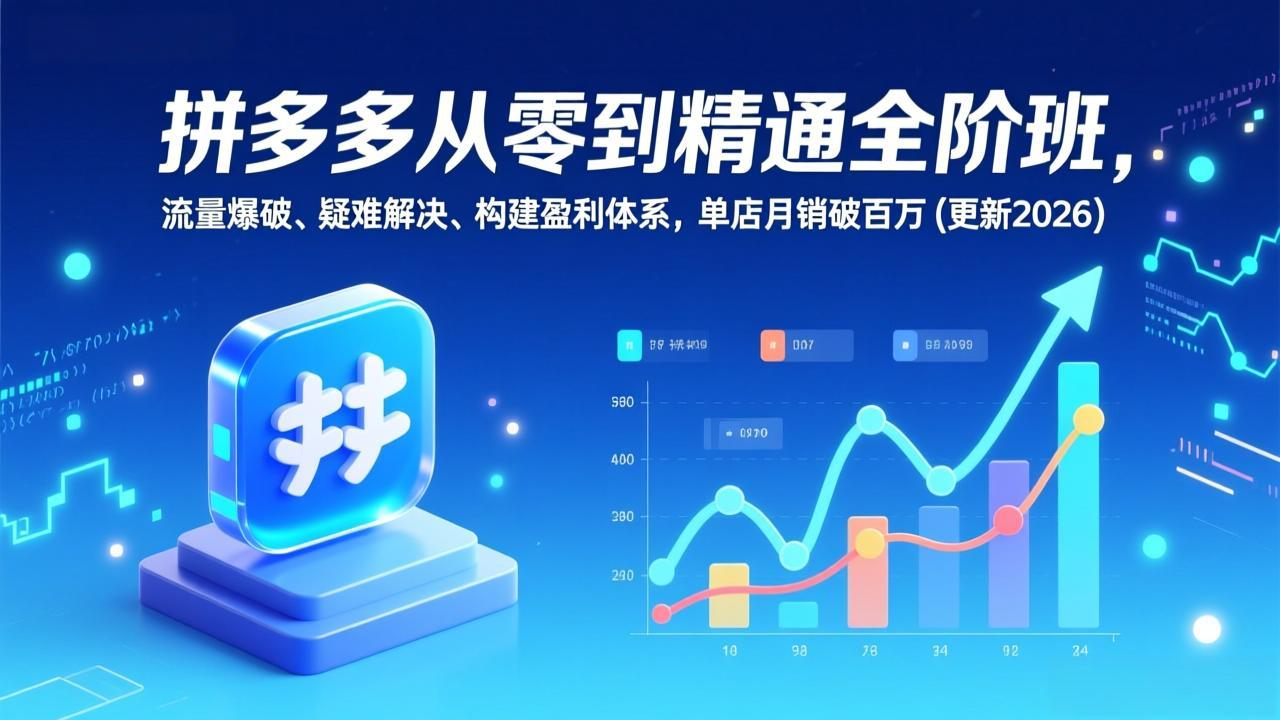 拼多多从零到精通全阶班，流量爆破、疑难解决，构建盈利体系，单店月销破百万(更新2026-沧海聊项目