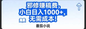 番茄小说赚稿费邪修玩法无需成本，日入1000+，超级简单！-沧海聊项目