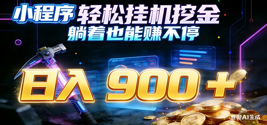 小程序挂机挖金，自动赚金币换现金，多号并行日入900+，轻松搞副业-沧海聊项目