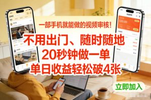一部手机就能做的视频审核！不用出门，随时随地，20秒钟做一单，单日收益轻松破4张【揭秘】-沧海聊项目