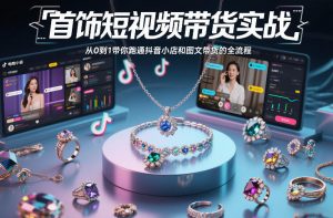 首饰短视频带货实战，从0到1带你跑通抖音小店和图文带货的全流程-沧海聊项目