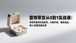 首饰带货从0到1实战课：手把手教你抖音起号、AI做内容、爆款选品，新人也能快速出单-沧海聊项目
