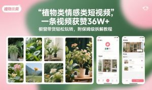 植物类情感类短视频，一条视频获赞36W+，橱窗带货轻松玩转，附保姆级拆解教程-沧海聊项目