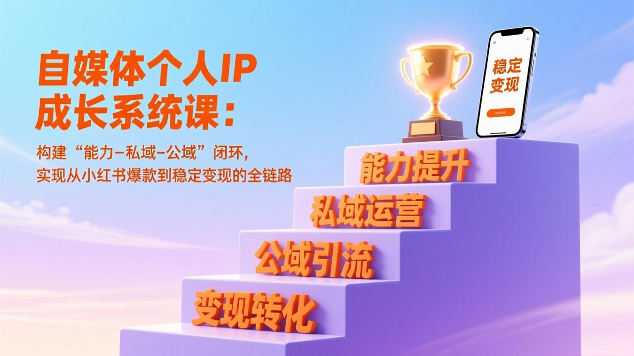 自媒体个人IP成长系统课：构建“能力-私域-公域”闭环，实现从小红书爆款到稳定变现的全链路-沧海聊项目