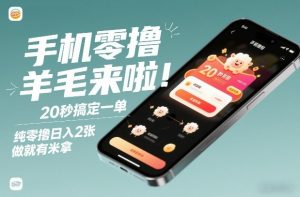 手机零撸薅羊毛来啦！20秒搞定一单，纯零撸日入2张，做就有米拿【揭秘】-沧海聊项目
