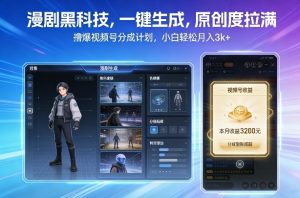 漫剧黑科技，一键生成，原创度拉满，撸爆视频号分成计划，小白轻松月入3k+-沧海聊项目