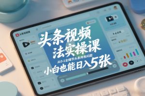 头条视频玩法实操课，从0-1全细节头条所有问题，小白也能日入5张-沧海聊项目