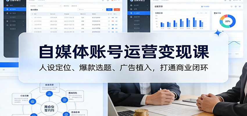 自媒体账号运营变现课：人设定位、爆款选题、广告植入，打通商业闭环-沧海聊项目