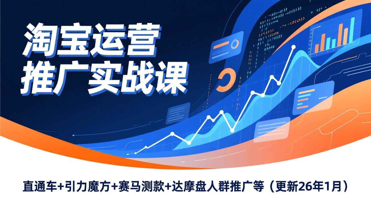淘宝运营推广实战课，直通车+引力魔方+赛马测款+达摩盘人群推广等(更新26年1月-沧海聊项目