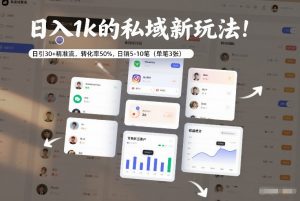 日入1k的私域新玩法：日引30+精准流，转化率50%，日销5-10笔(单笔3张)-沧海聊项目