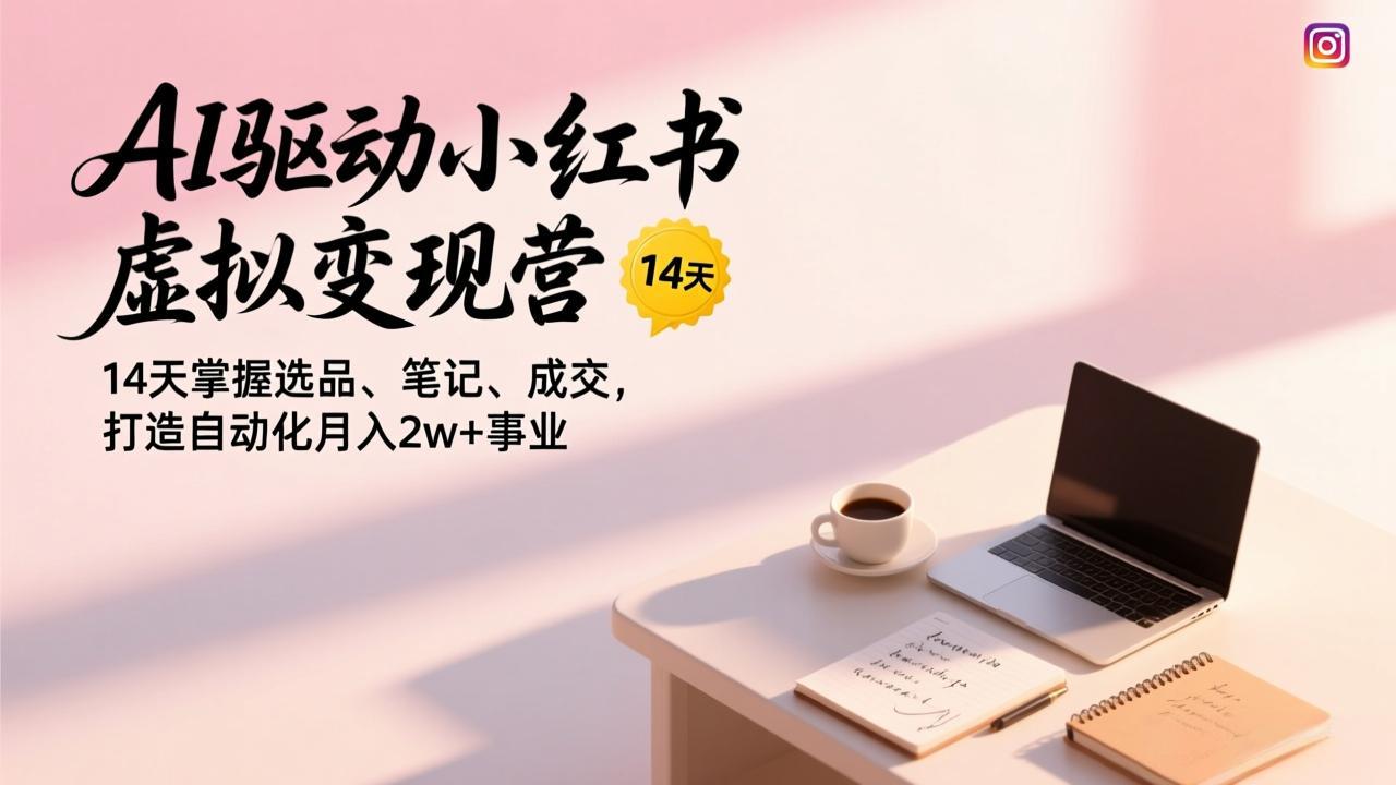 AI驱动小红书虚拟变现营，14天掌握选品、笔记、成交，打造自动化月入2w+事业-沧海聊项目