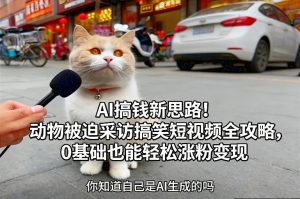 AI搞钱新思路！动物被迫采访搞笑短视频全攻略，0基础也能轻松涨粉变现-沧海聊项目