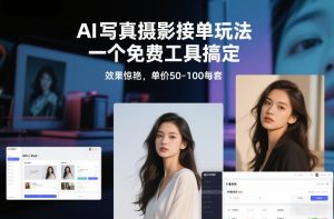 AI写真摄影接单玩法，一个免费工具搞定，效果惊艳，单价50-100每套-沧海聊项目