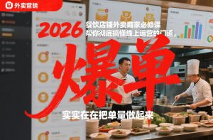 2026餐饮店铺外卖商家必修课，帮你彻底搞懂线上运营的门道，实实在在把单量做起来-沧海聊项目