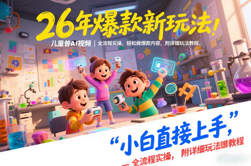 26年爆款新玩法，儿童科普AI视频，全流程实操，轻松做爆款内容，小白直接上手，附详细玩法教程-沧海聊项目