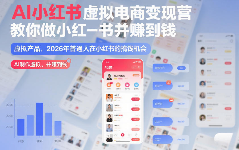 AI小红书虚拟电商变现营，教你做小红书并賺到钱，虚拟产品，2026年普通人在小红书的搞钱机会(更新中)-沧海聊项目
